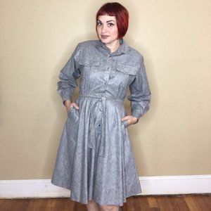 Vintage Grey Shirtwaist 50s Style Dress